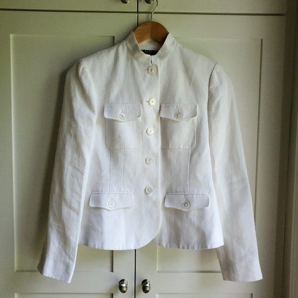 Lauren Ralph Lauren White Linen Lined Jacket Blazer Women's Size 6P - Picture 17 of 17
